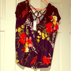 Navy Floral Blouse